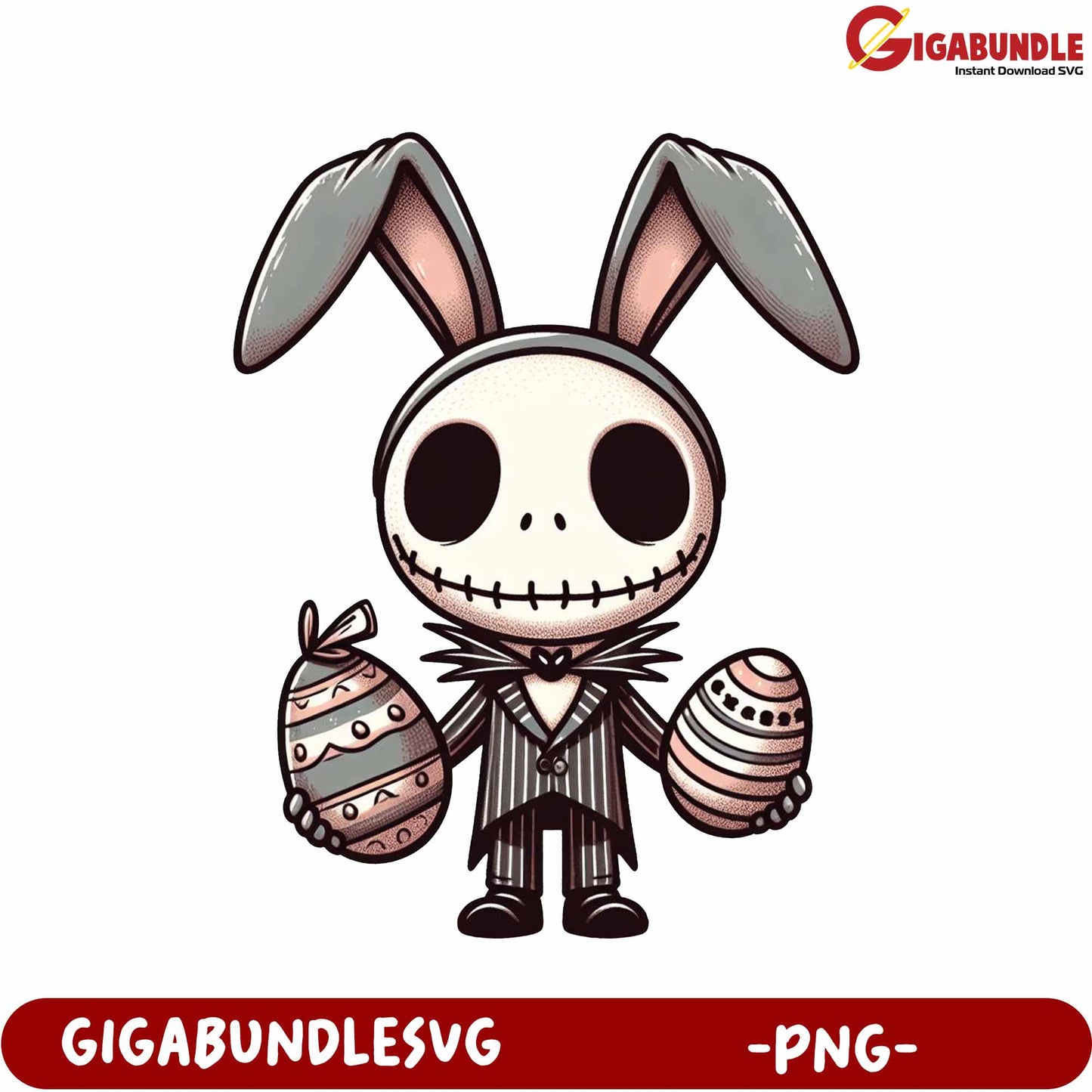 Spooky Bunny Character with Easter Eggs PNG Clipart Download