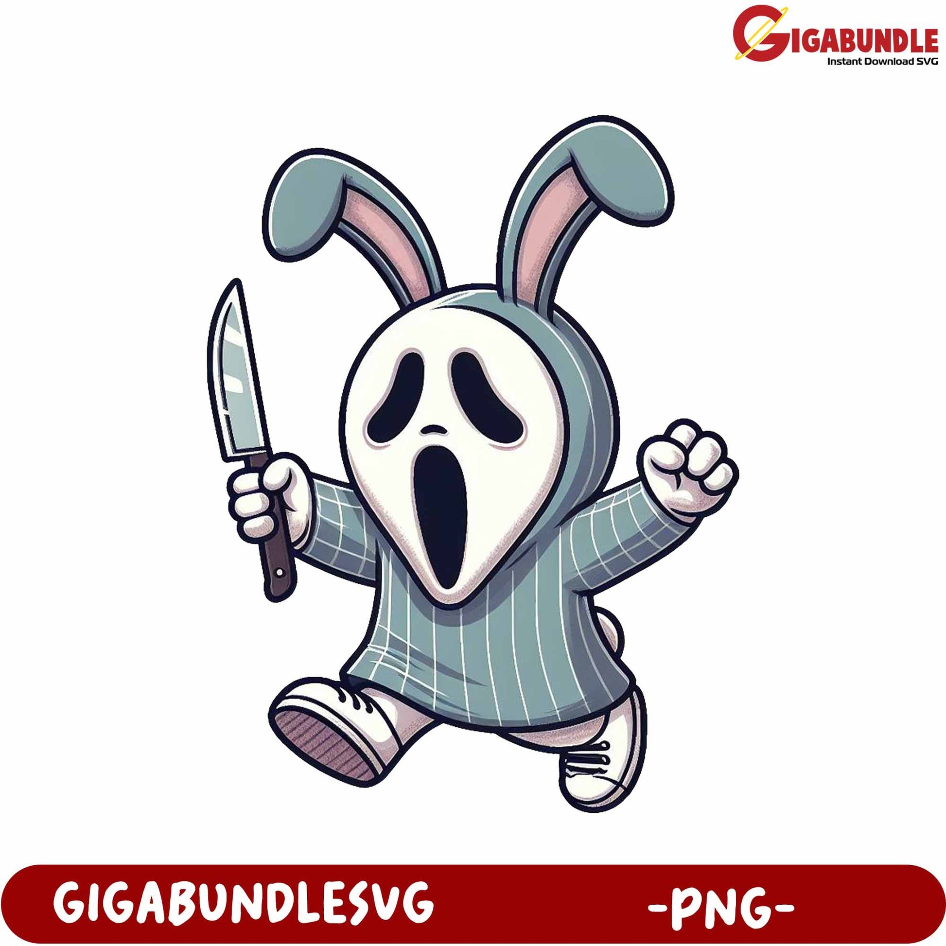 Spooky Bunny Character with Knife PNG for Creative Projects