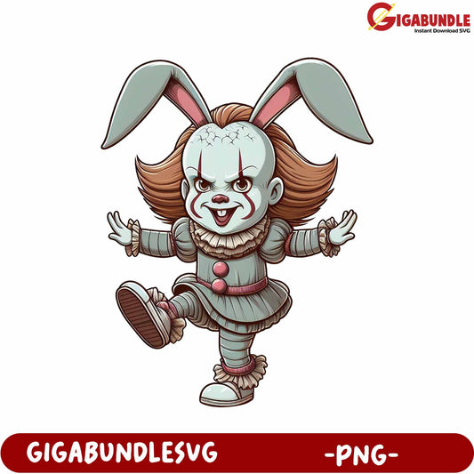 Spooky Bunny Clown PNG Art for Halloween Craft Projects