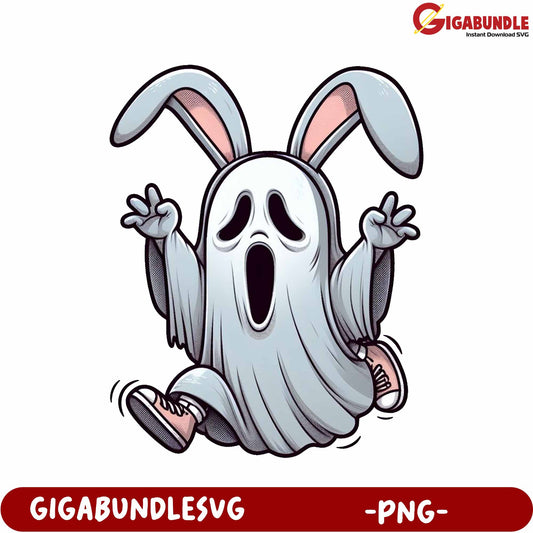 Spooky Bunny Ghost Character PNG for Halloween Crafts and Decor