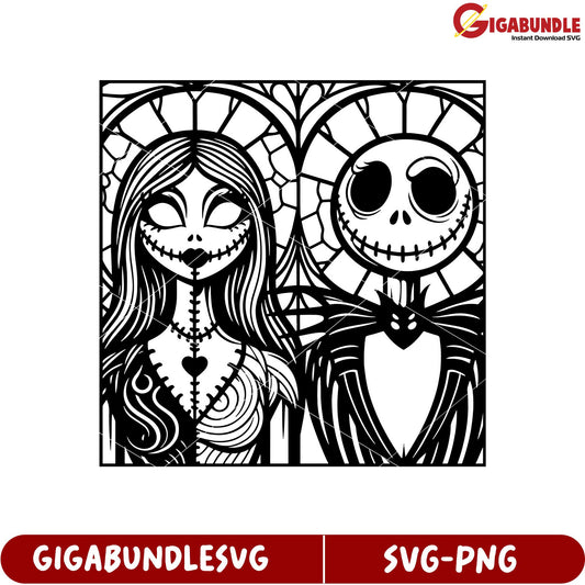 Spooky Couple Vintage Style SVG Artwork for Creative Projects Download