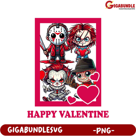 Spooky Cute Happy Valentine’s Day PNG – Horror Character Designs