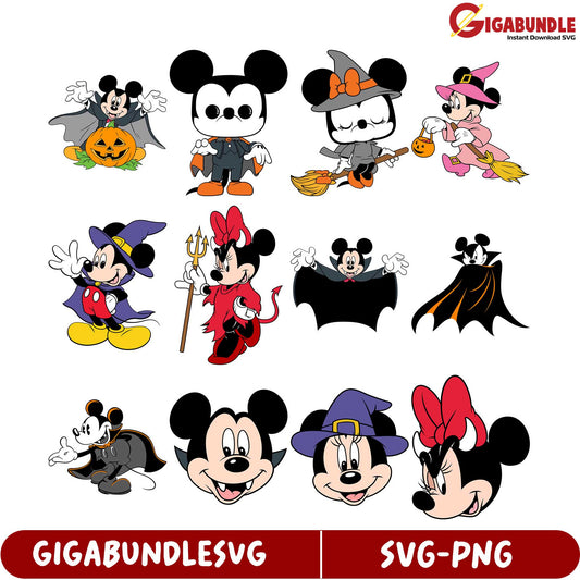 Spooky Fun SVG Bundle Mickey & Minnie Halloween Designs