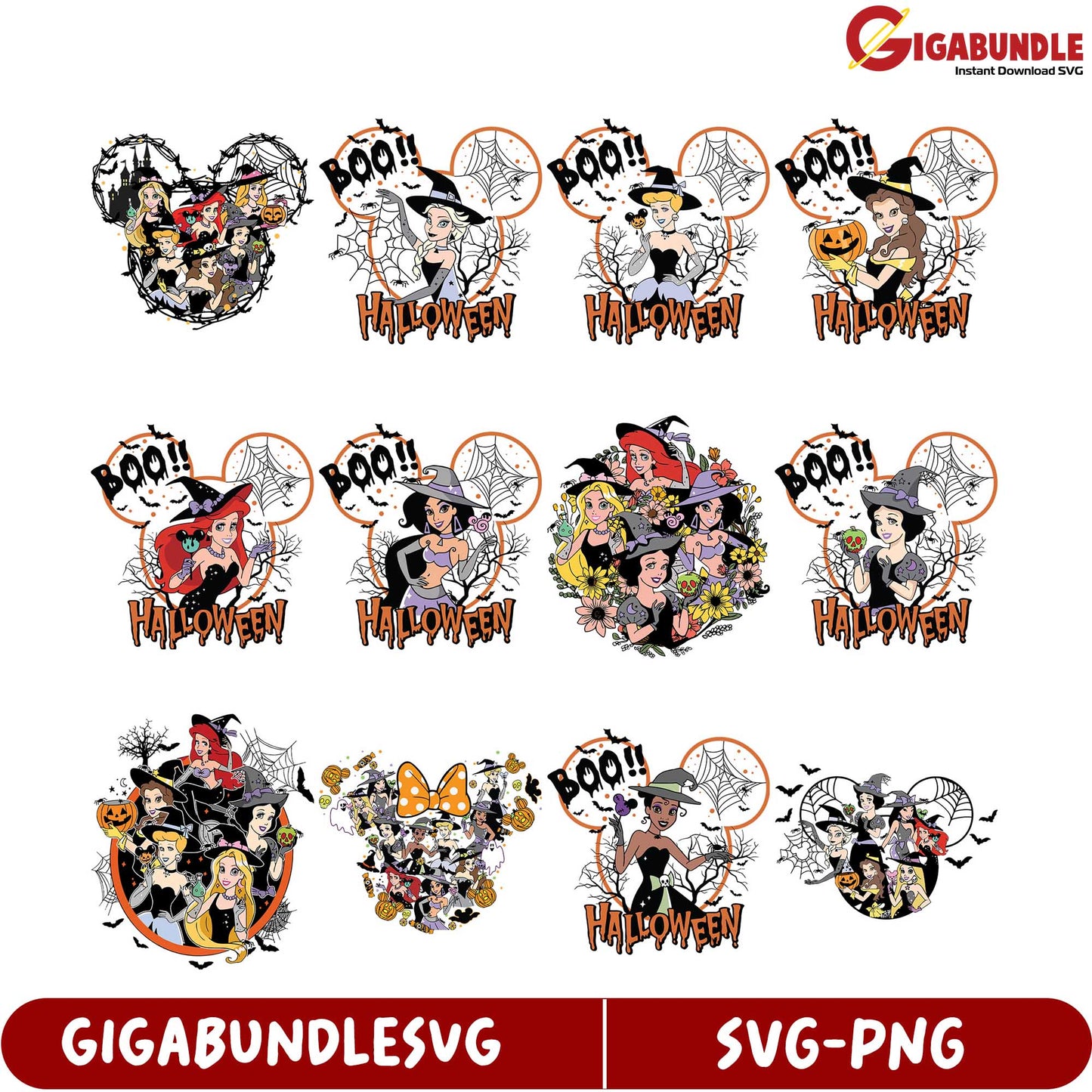 Spooky Halloween SVG Bundle 10 Fun Witch Illustrations