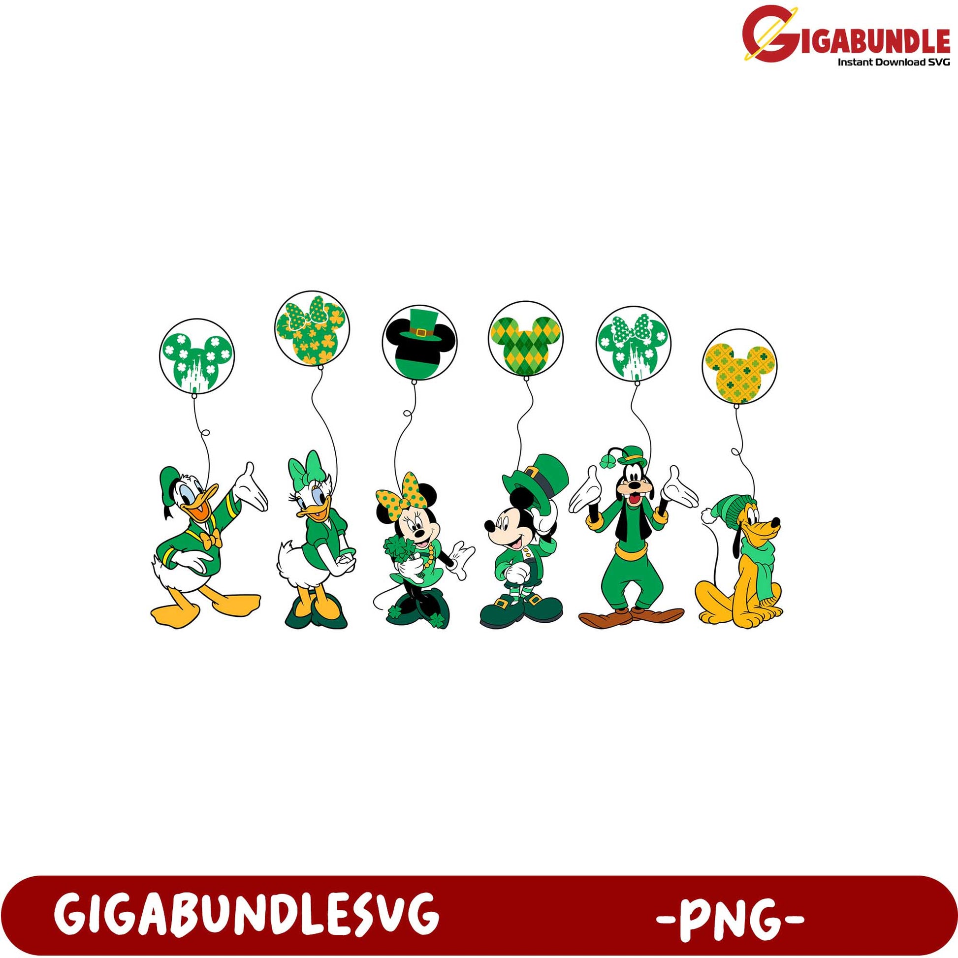 St. Patrick's Day Disney Characters PNG - Mickey and Friends