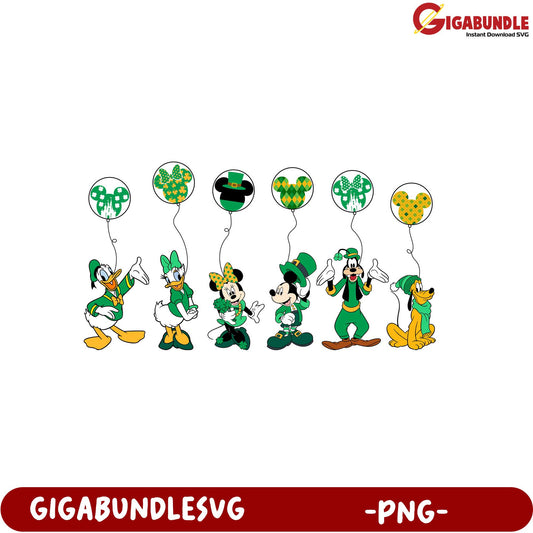 St. Patrick's Day Disney Characters PNG - Mickey and Friends