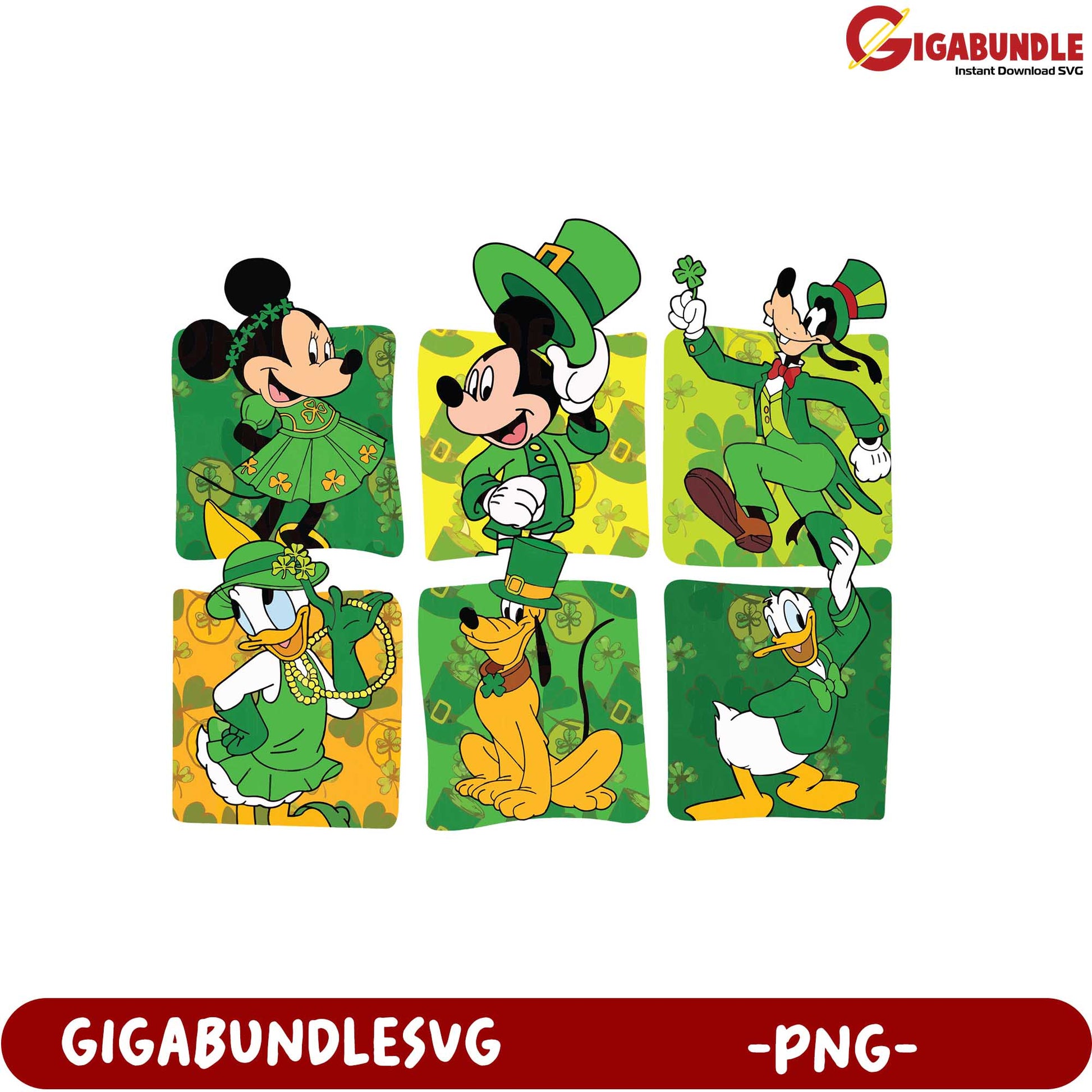 St. Patrick's Day Disney Characters PNG Bundle for Crafts