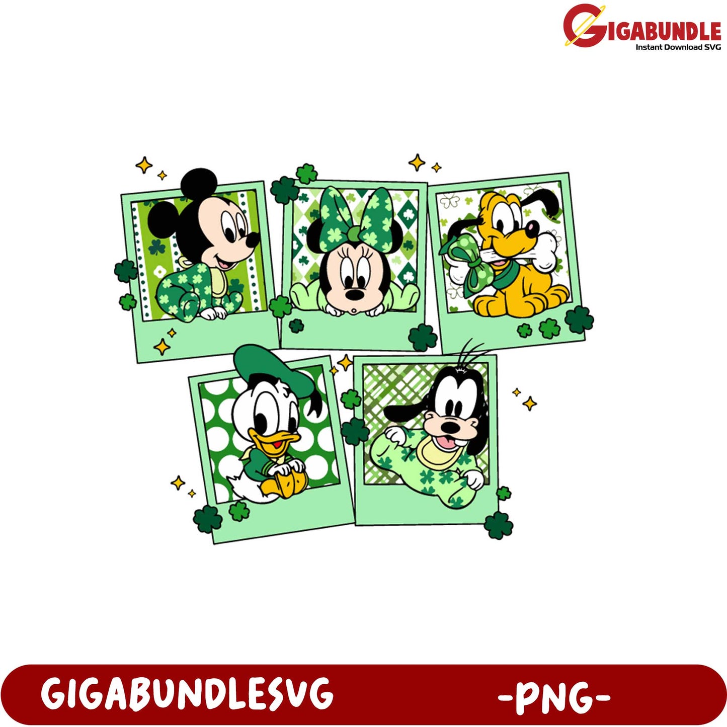 St. Patrick's Day Disney Characters PNG – Fun & Playful Design