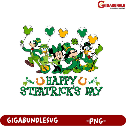 St. Patrick's Day Disney PNG Fun Characters Celebrating Green