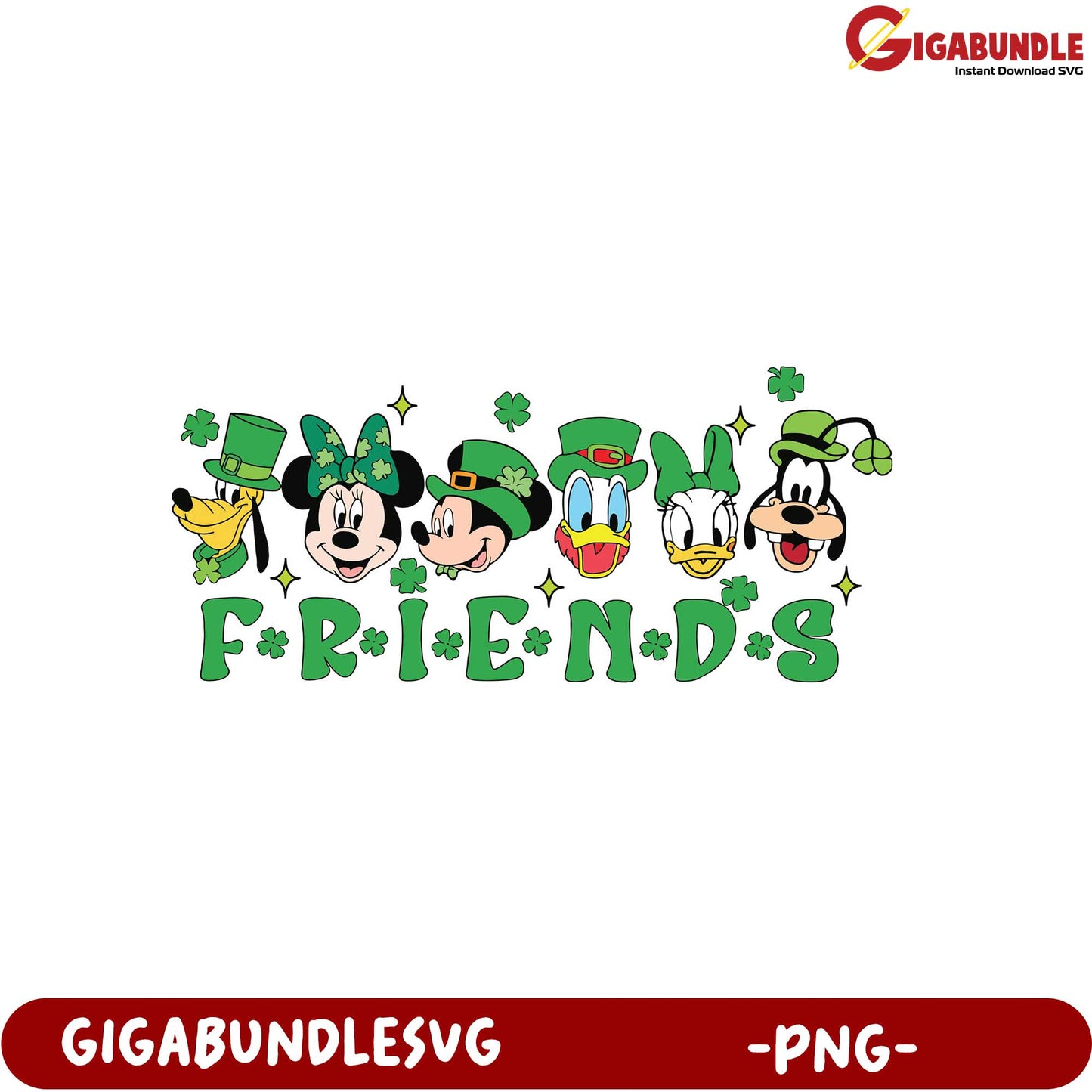 St. Patrick's Day Friends SVG - Cute Disney Character PNG