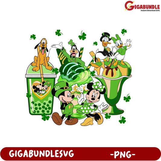 St. Patrick's Day Fun Disney Characters PNG Graphic Collection