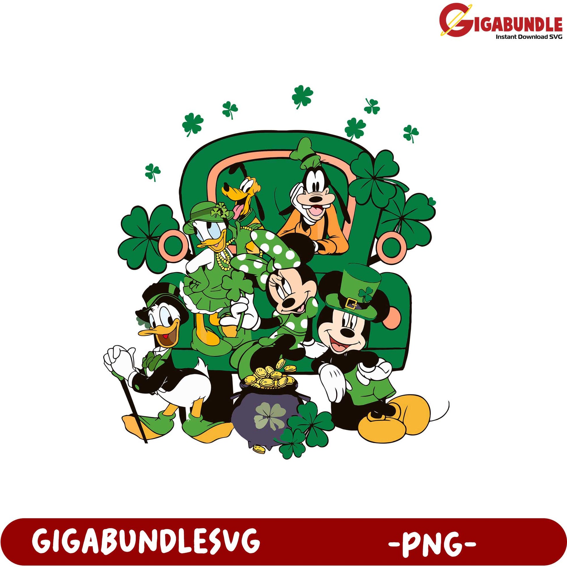 St. Patrick's Day Fun Mickey Mouse and Friends PNG Design