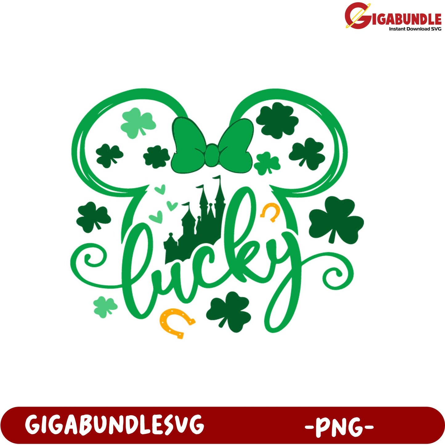 St. Patrick's Day Lucky Minnie Mouse PNG Design for Crafts