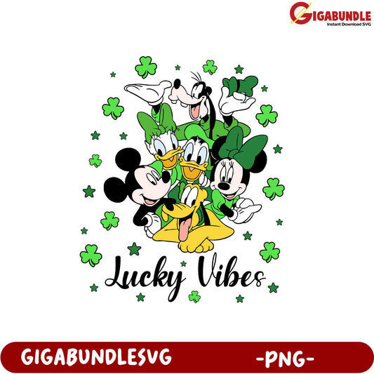 St. Patrick's Day Lucky Vibes with Disney Characters PNG Art