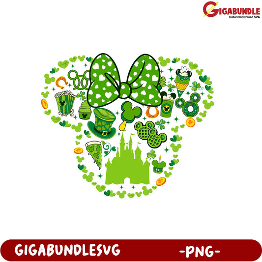 St. Patrick's Day Mickey Mouse Green Bow PNG for Crafts & Fun