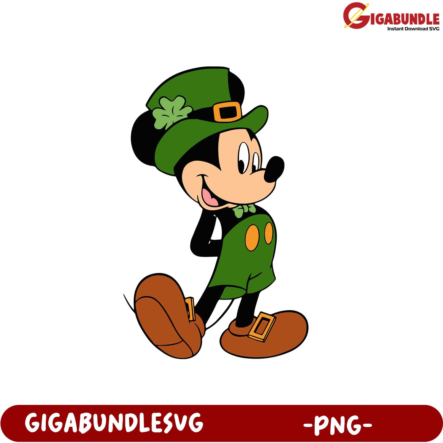 St. Patrick's Day Mickey Mouse PNG - Fun Green Character Clipart