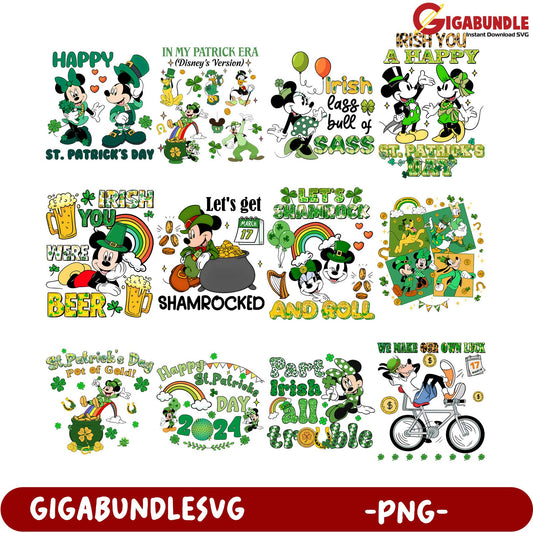 St. Patrick's Day Mickey Mouse PNG Bundle - Fun Graphics Set