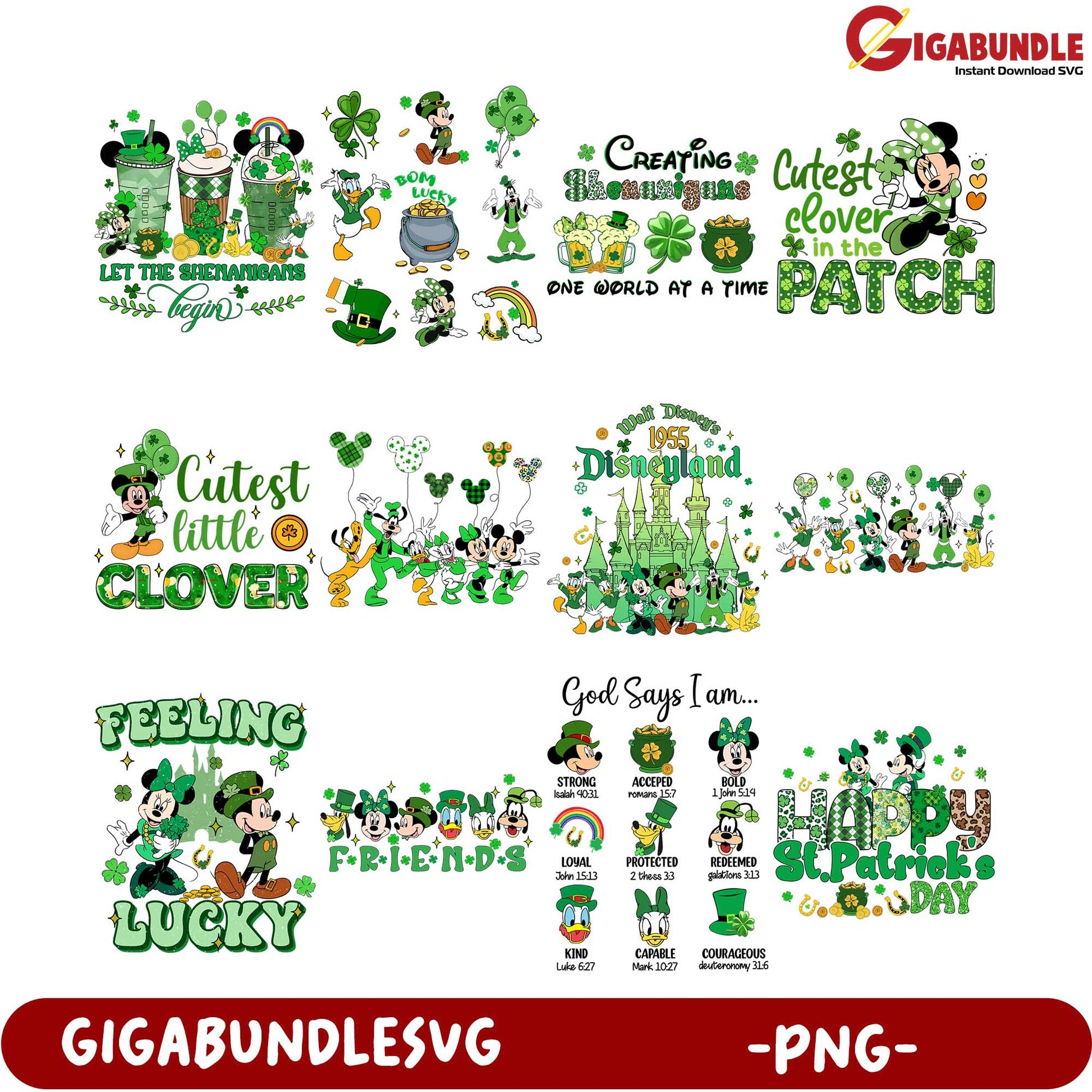 St. Patrick's Day Mickey Mouse PNG Bundle - Lucky Designs