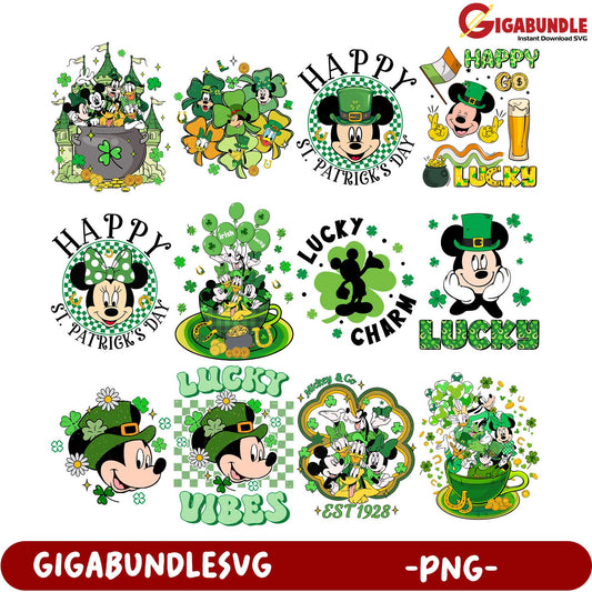 St. Patrick's Day Mickey Mouse PNG Bundle - Lucky Designs Pack