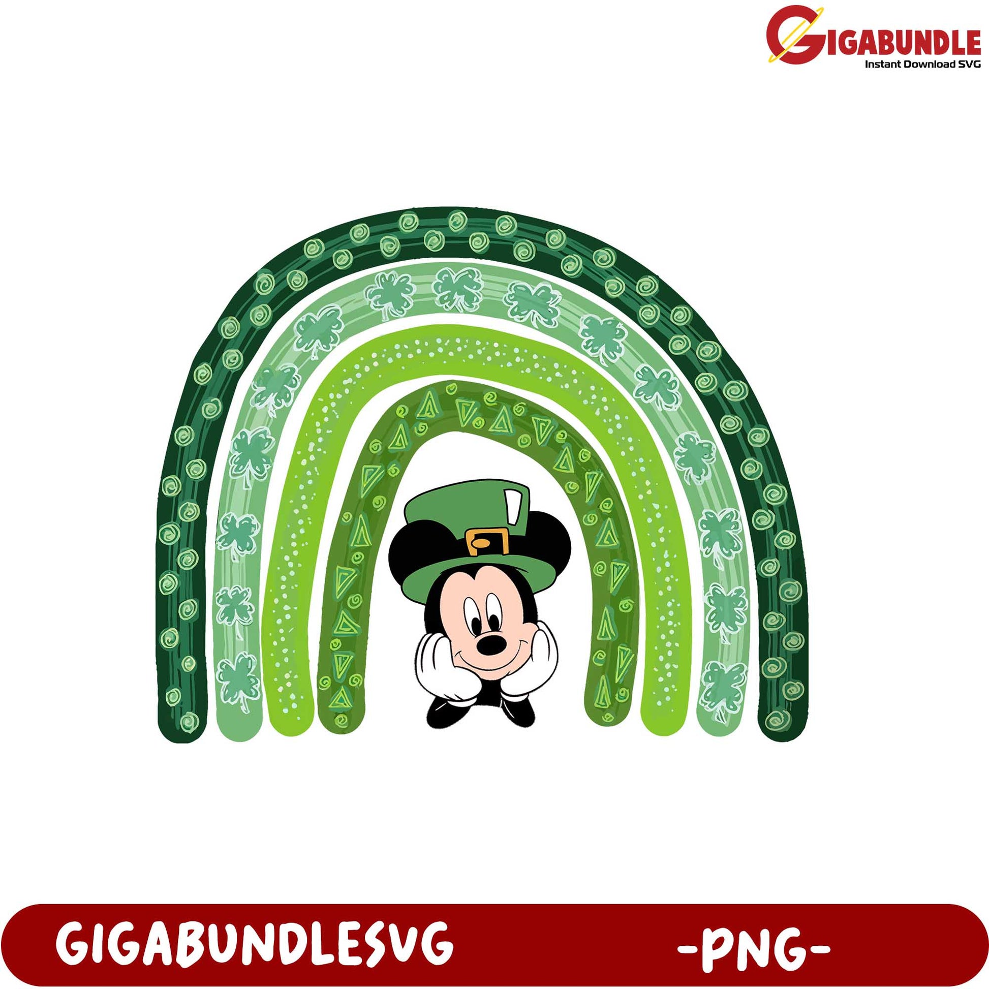 St. Patrick's Day Mickey Mouse Rainbow PNG Clipart Design