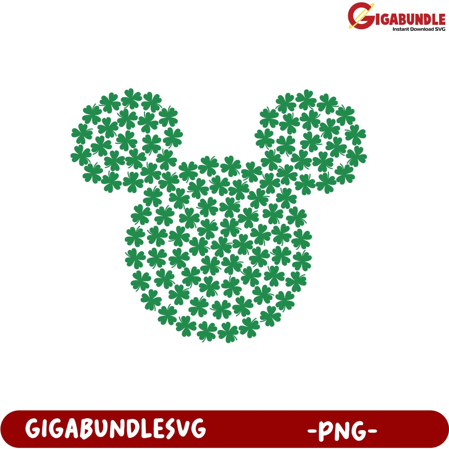 St. Patrick's Day Mickey Mouse SVG with Shamrock Design PNG