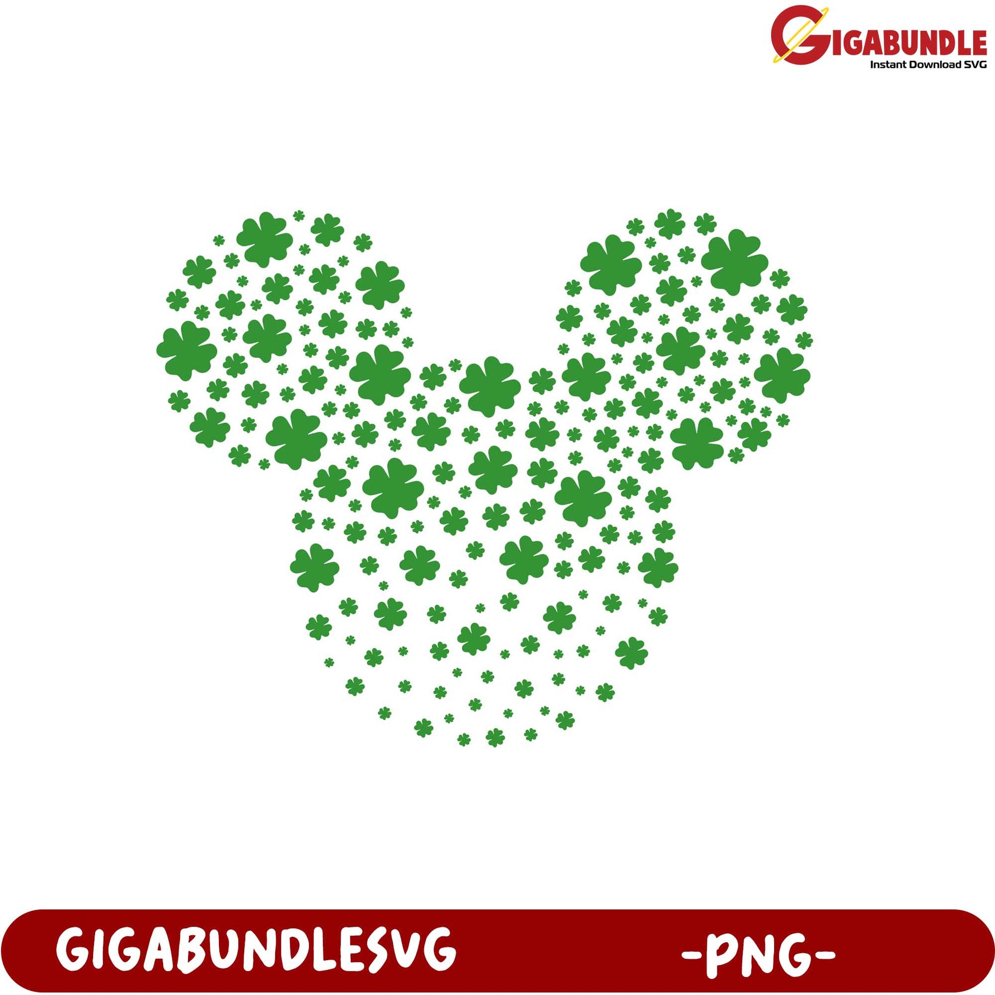 St. Patrick's Day Mickey Mouse Shamrock PNG Design for Crafts