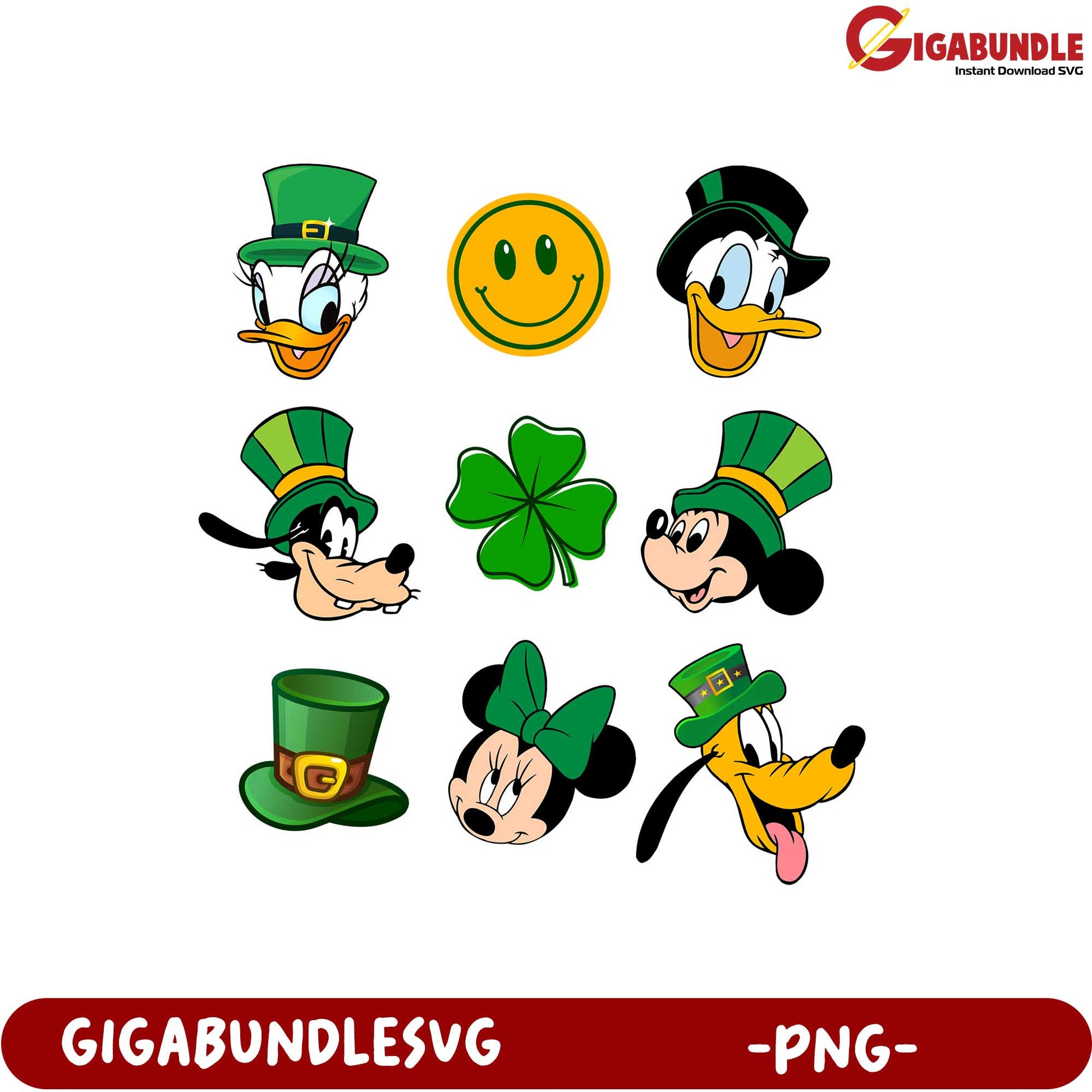 St. Patrick's Day Mickey Mouse and Friends PNG Cut Files