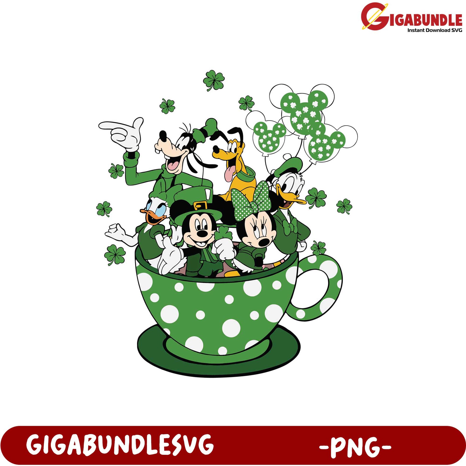 St. Patrick's Day Mickey Mouse and Friends PNG Design Bundle