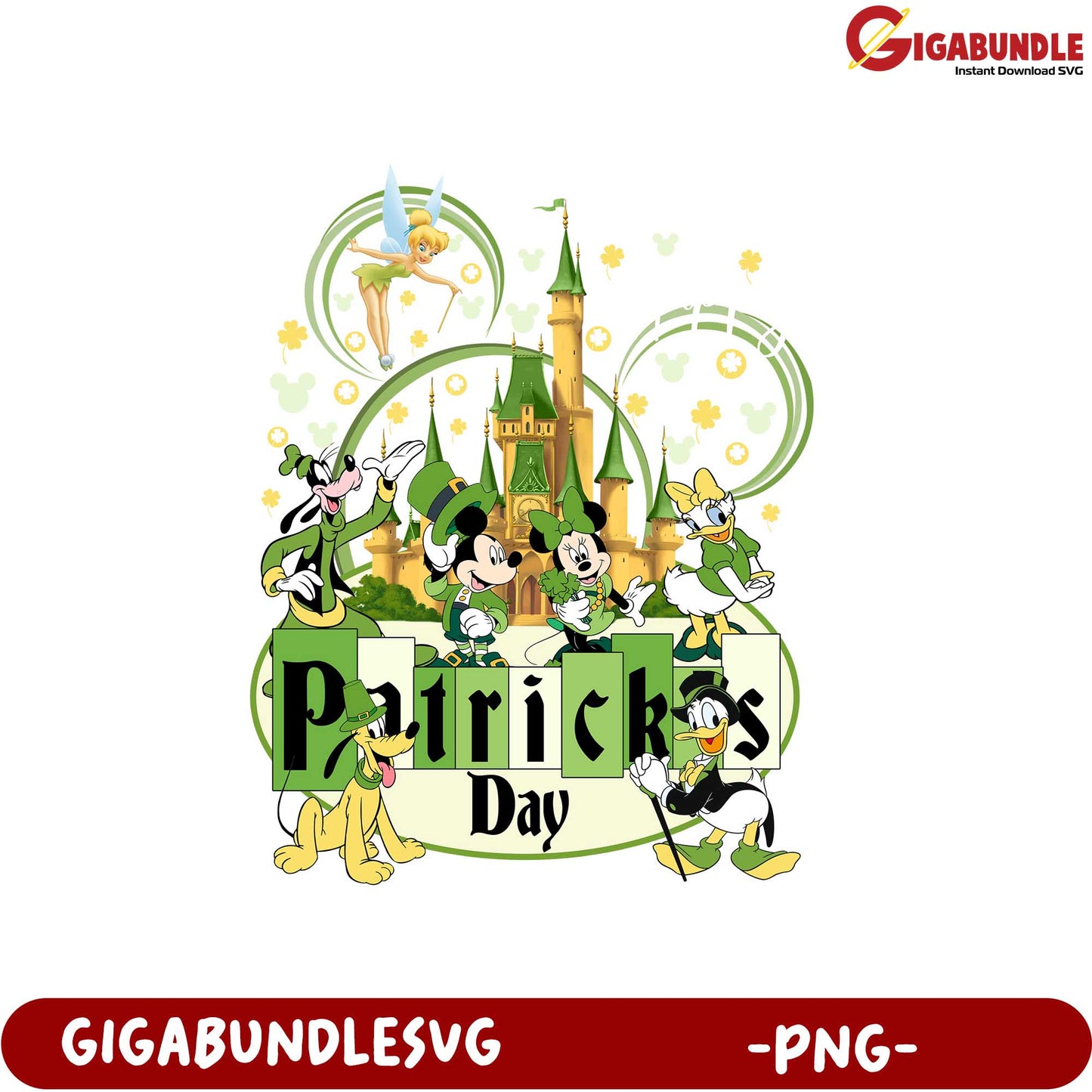 St. Patrick's Day Mickey Mouse and Friends PNG Design Download