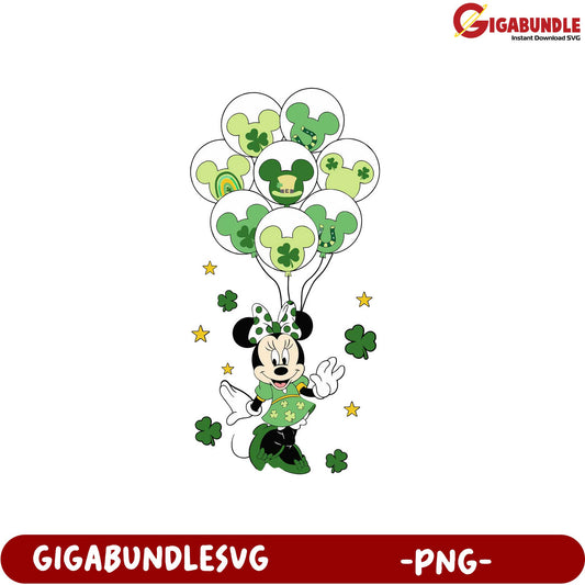 St. Patrick's Day Minnie Mouse Balloons PNG for Fun Designs