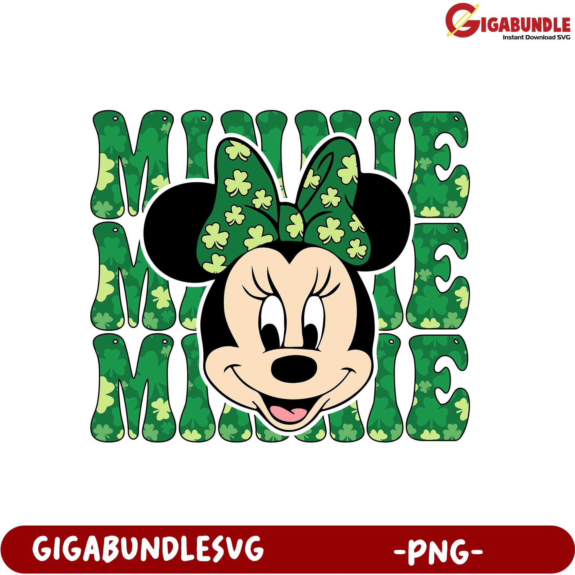 St. Patrick's Day Minnie Mouse PNG - Cute Green Shamrock Design