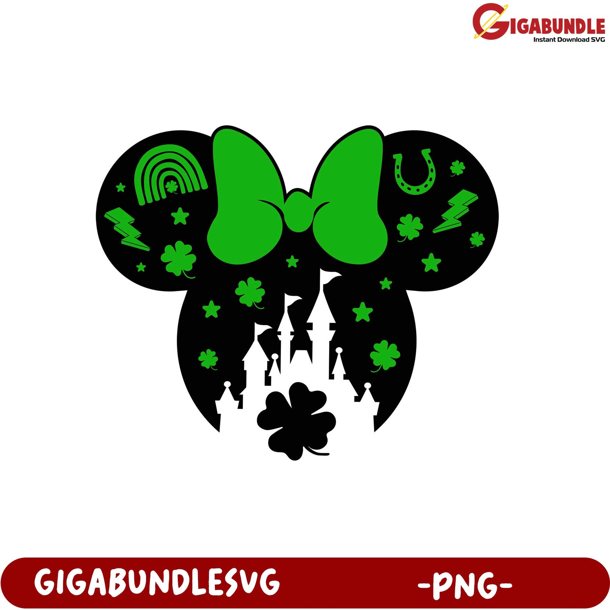 St. Patrick's Day Minnie Mouse PNG Design for Crafts and Decor