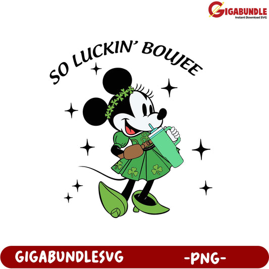 St. Patrick's Day Minnie Mouse PNG – So Luckin' Boujee Design