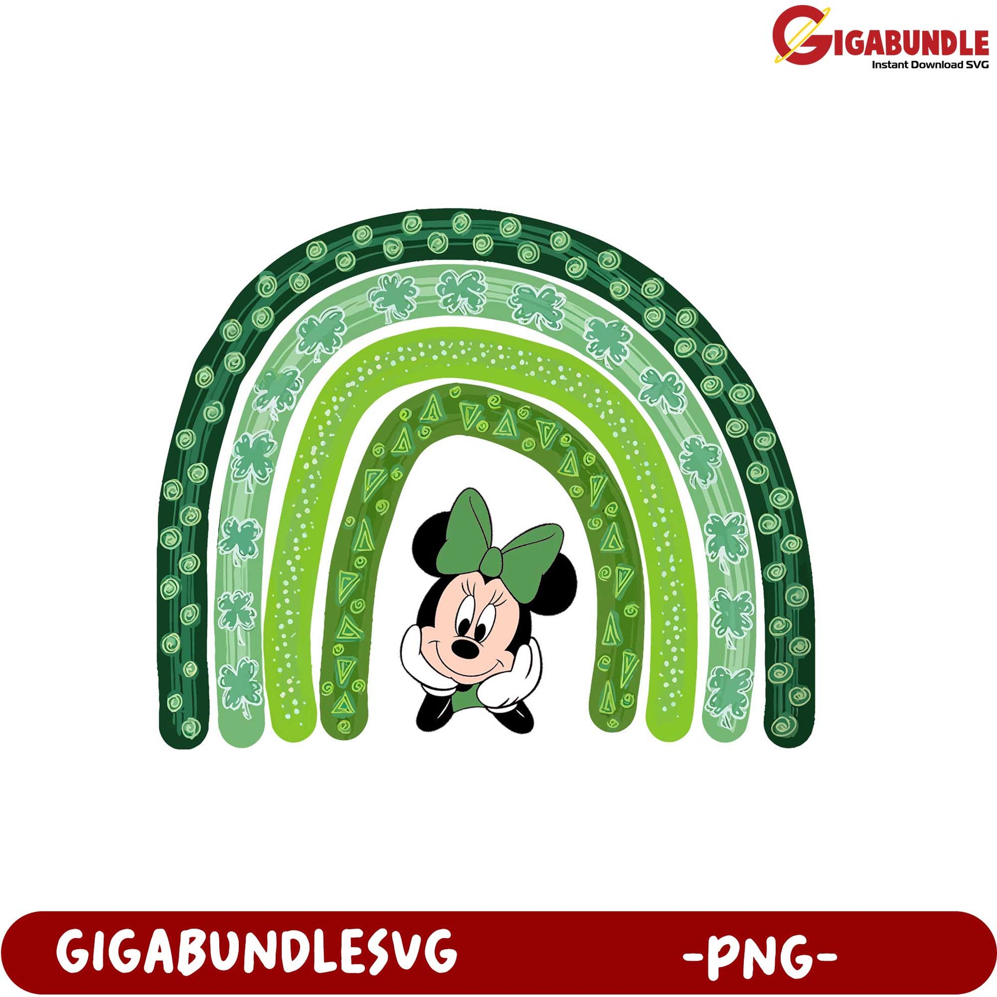 St. Patrick's Day Minnie Mouse Rainbow PNG for Creative Projects