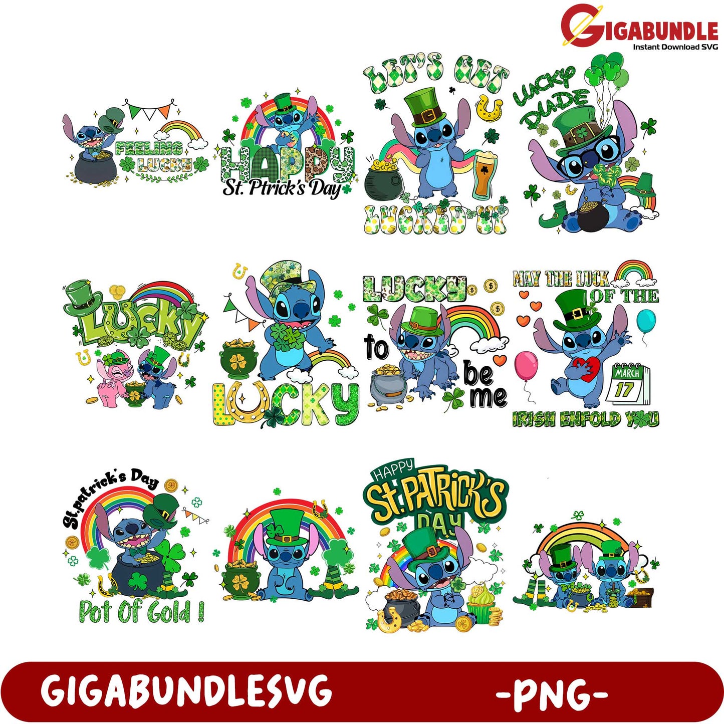 St. Patrick's Day PNG Bundle with Lucky Characters and Designs