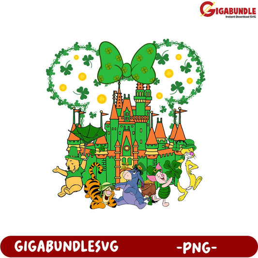 St. Patrick's Day PNG Design with Disney Characters and Castle