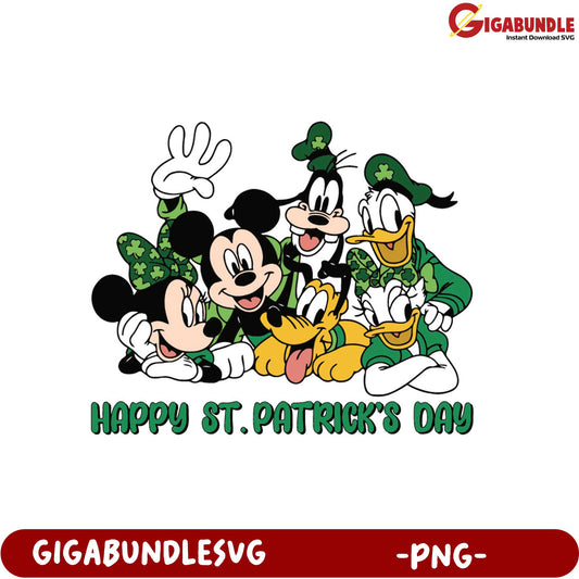 St. Patrick's Day PNG Design with Mickey and Friends Group Fun