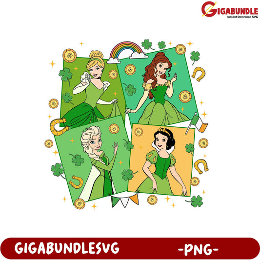 St. Patrick's Day Princesses PNG  Lucky Clover Designs