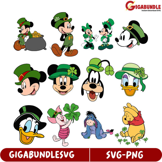St. Patrick’s Day SVG Bundle Disney Characters in Green Hats