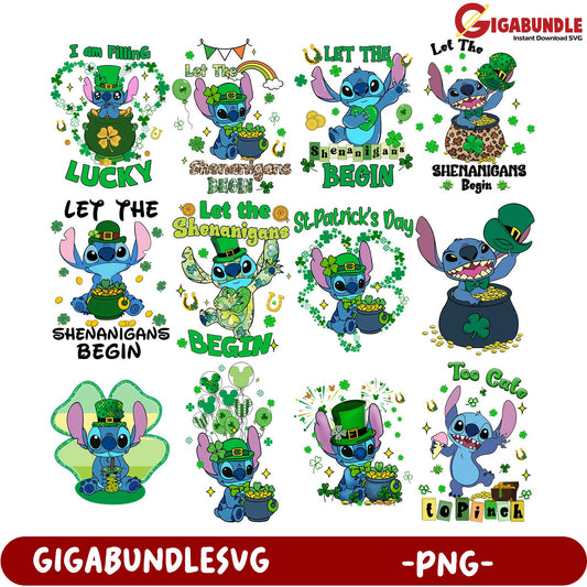 St. Patrick's Day Stitch PNG Bundle  Fun & Festive Designs