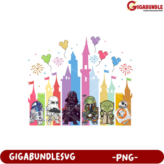 Star Wars Character Castle Celebration PNG Design Download