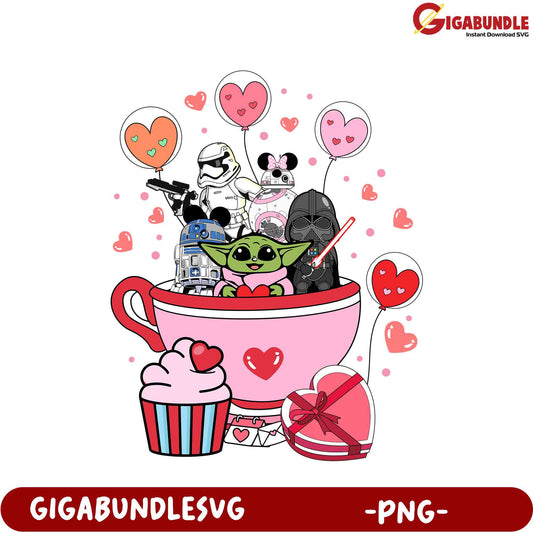 Star Wars Character Cupcake Love PNG - Cute Valentine's Day Design