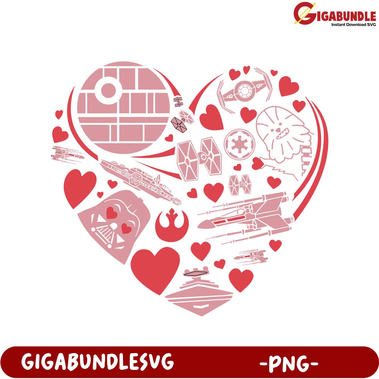 Star Wars Heart PNG Design Perfect for Fans and Craft Projects