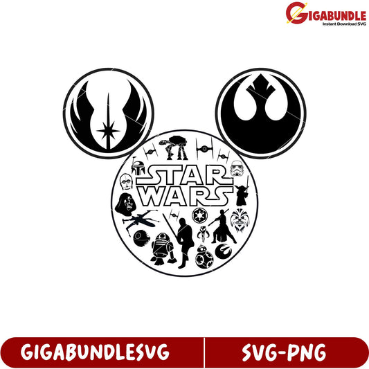Star Wars Mickey Mouse Ears SVG Design for Fans and Collectors