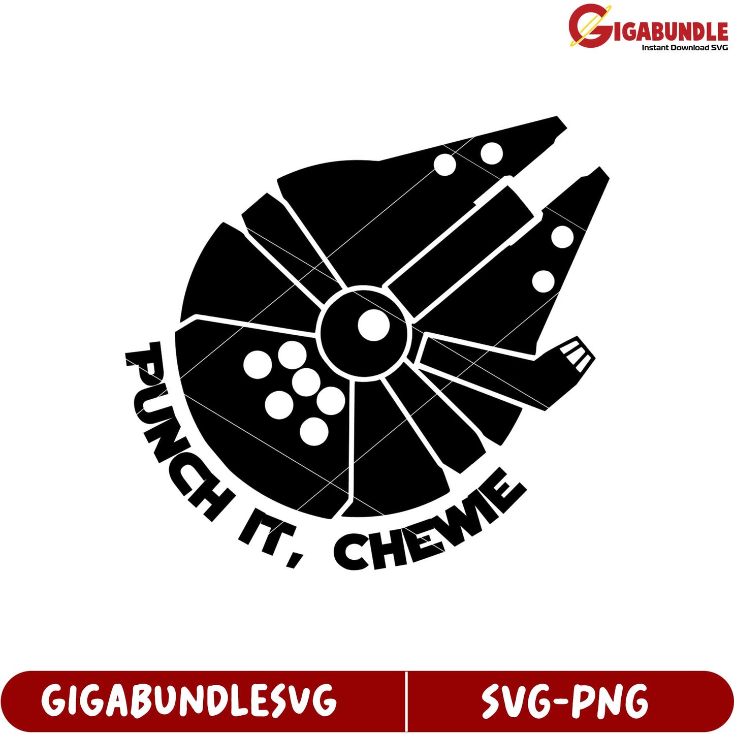 Starship SVG Design Featuring Punch It Chewie Quote for Crafts