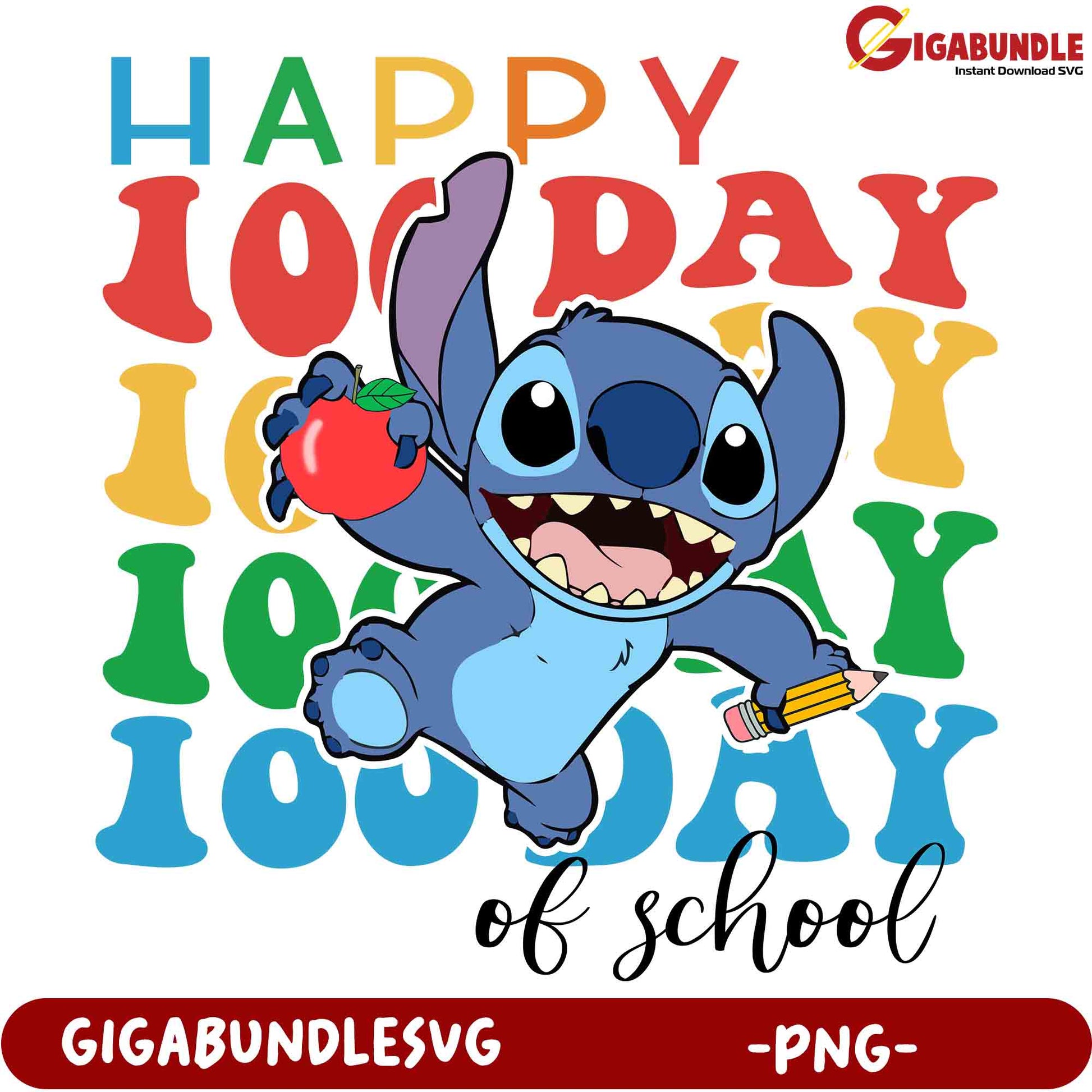 Stitch 100th Day of School PNG