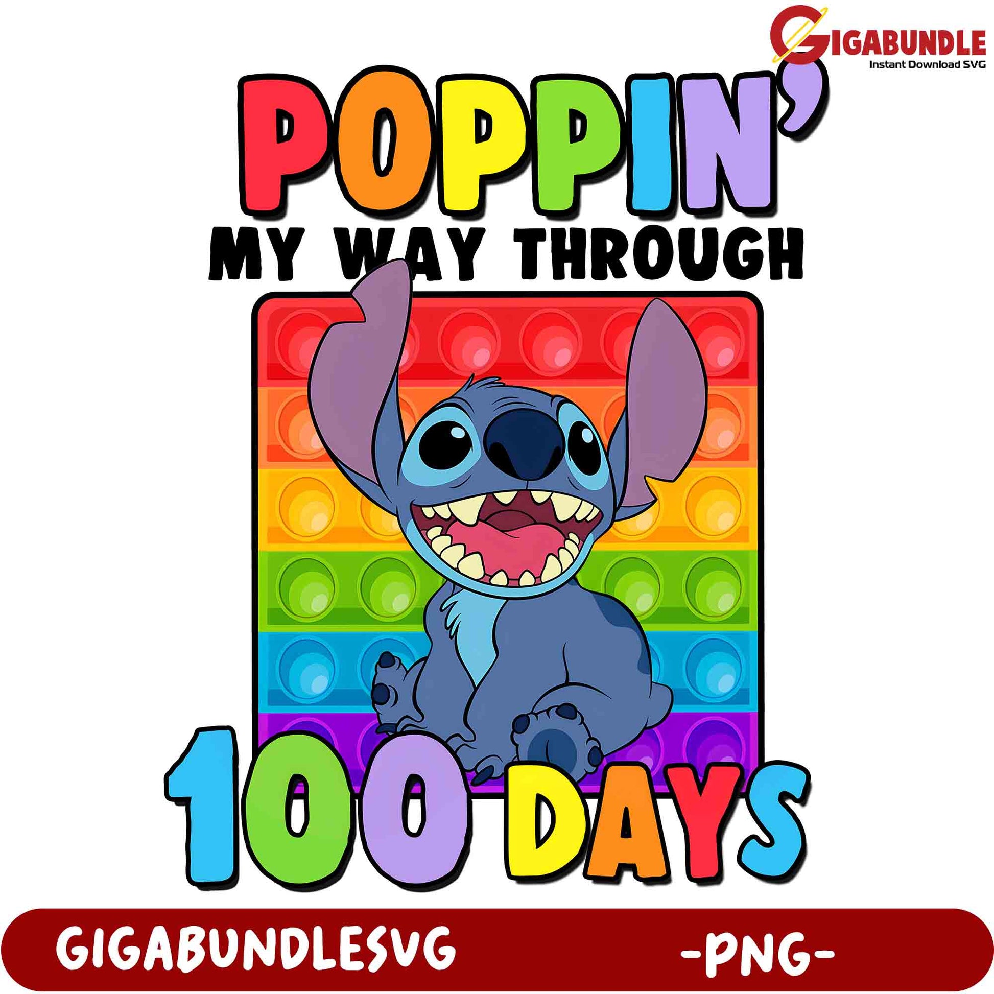 Stitch Popit 100 Days PNG Design