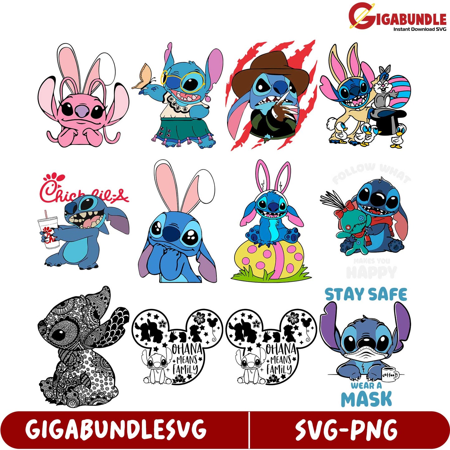 Stitch SVG Bundle Cute Characters & Designs for Crafts
