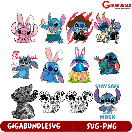 Stitch SVG Bundle Cute Characters & Designs for Crafts