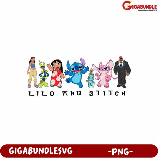 Stitch and his friens png, lilo and stitch the movie png, disney character png